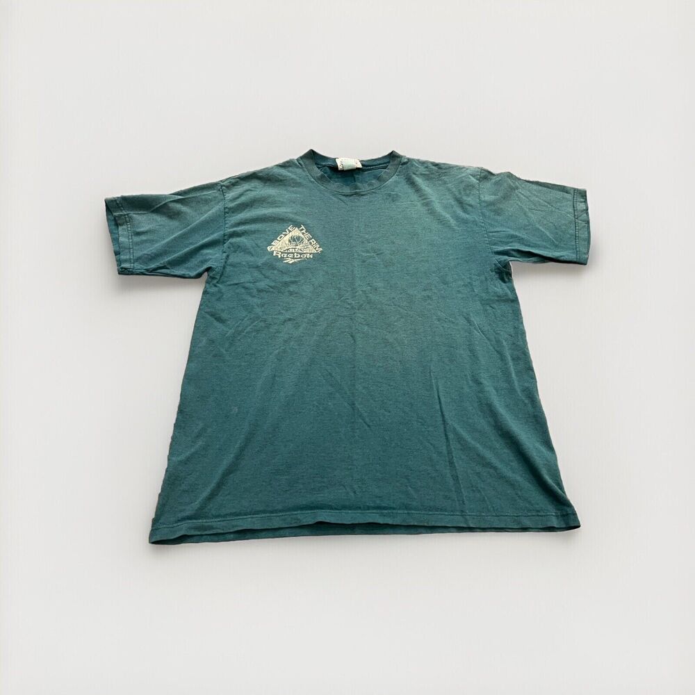 Vintage 90s Reebok Mens Turquoise Above The Rim Short Sleeve T-shirt Size L
